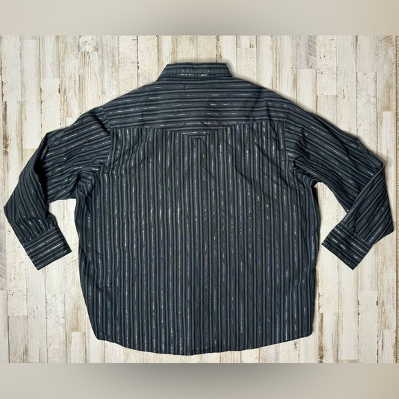 Wrangler Western Fashion Shirt Mens 2XL Black w/Metallic Stripes Pearl Snap - Picture 11 of 13
